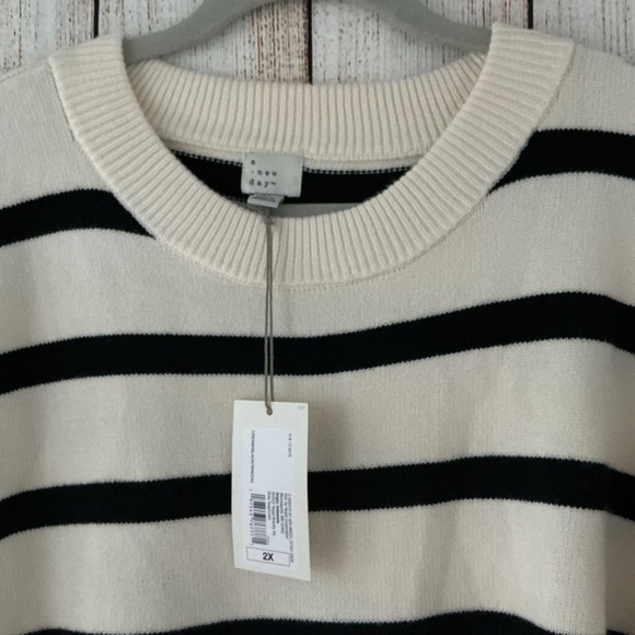 a new day Black and Cream Striped Sweater - Picture 4 of 4
